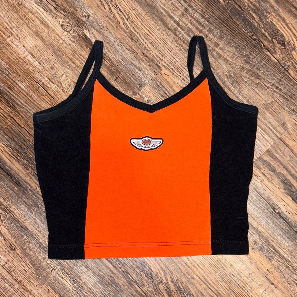 Harley-Davidson Black and Orange Tank Top